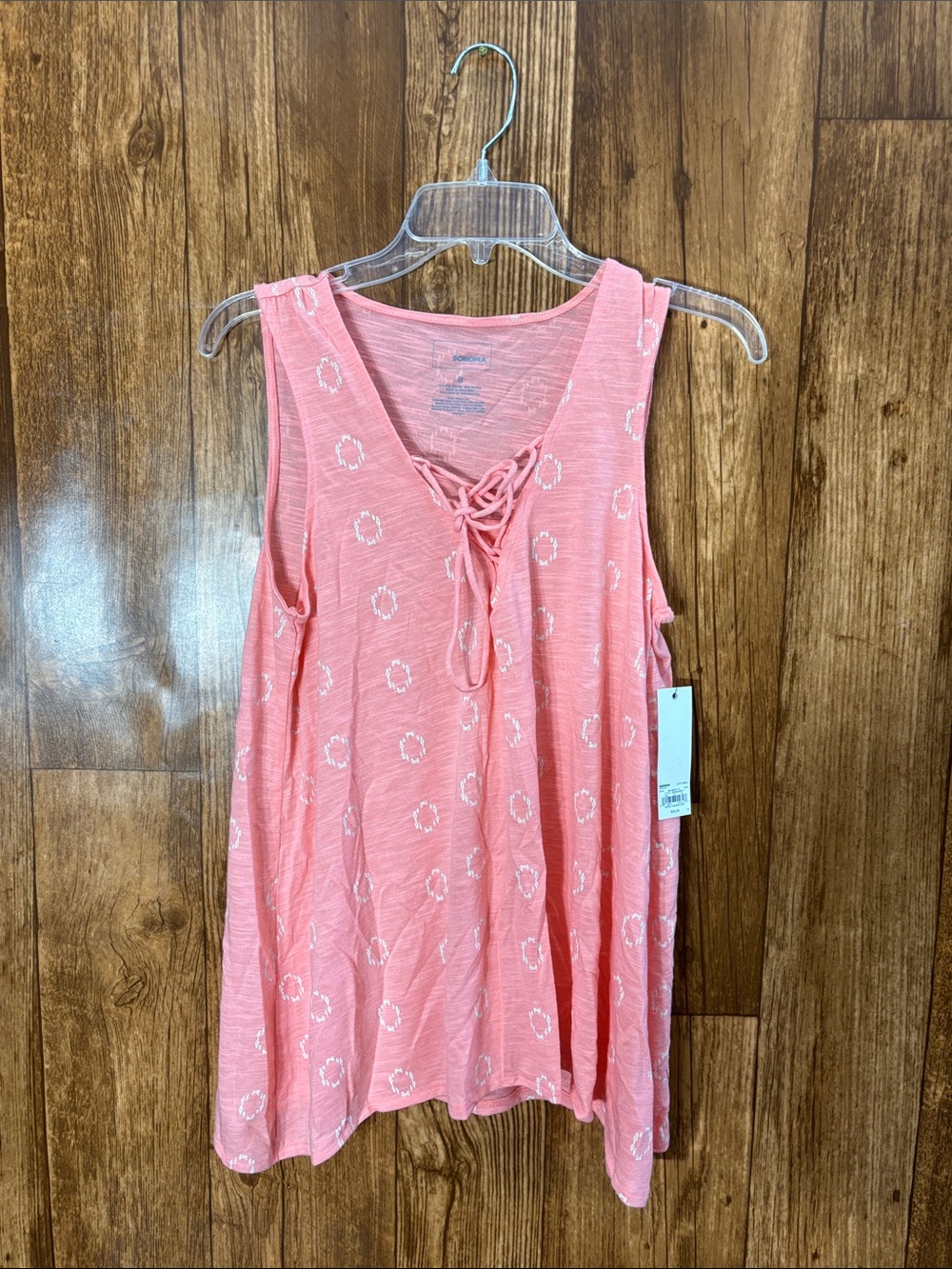 NWT Sonoma Women’s Pink Sleeveless Lace-Up Tank Top